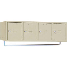 Horizontal Section Box Locker, 1-Tier, 45"W x 18"D x 13-3/4"H, 4 Door, Putty, Unassembled