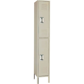2-Tier Standard Metal Locker, 12"W x 12"D x 78"H, 1 Wide, Putty, Assembled