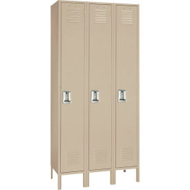 Standard 1-Tier Locker, 36"W x 18"D x 66"H, 3 Wide, Steel, Putty, Assembled