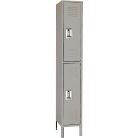 2-Tier Standard Metal Locker, 12"W x 18"D x 78"H, 1 Wide, Gray, Assembled