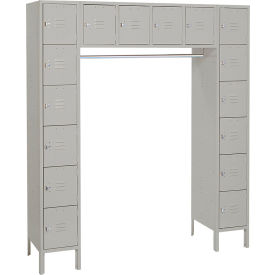 Set-Up Box 6-Tier Locker, 69"W x 18"D x 78"H, 16 Door, 1 Wide, Steel, Gray, Assembled