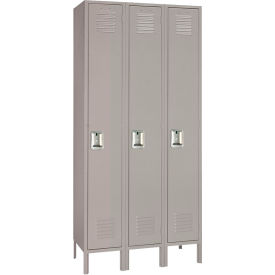 Standard 1-Tier Locker, 36"W x 18"D x 78"H, 3 Wide, Steel, Dove Gray