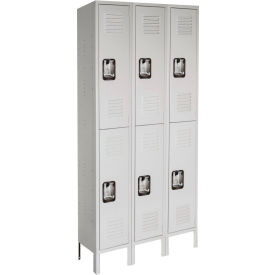 1-Tier Healthcare Locker, 15"W x 18"D x 78"H, 3 Wide, Steel, Putty, Unassembled