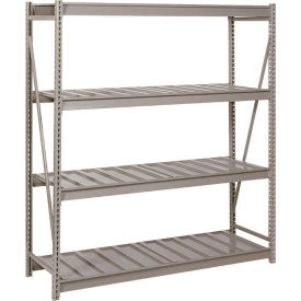 4 Level Heavy Duty Bulk Storage Rack, Ribbed Steel, Starter, 96"W x 24"D x 96"H
