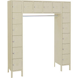 Standard 6-Tier Locker, 69"W x 18"D x 78"H, 1 Wide, Steel, Putty, Unassembled