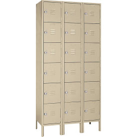 Standard 6-Tier Box Locker, 12"W x 18"D x 78"H, 1 Wide, Steel, Putty, Unassembled