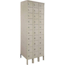 10 Tier 30 Door Cell Phone Locker w/ Hasp Lock, 27"W x 18"D x 78"H, Putty, Assembled