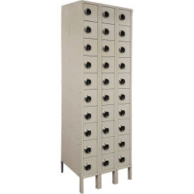 10 Tier 30 Door Cell Phone Locker w/ Digital Lock, 27"W x 18"D x 78"H, Putty, Assembled