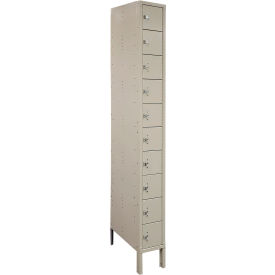 10 Tier 10 Door Cell Phone Locker w/ Hasp Lock, 9"W x 18"D x 78"H, Putty, Assembled