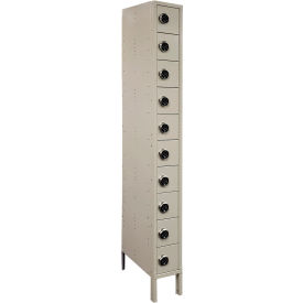 10 Tier 10 Door Cell Phone Locker w/ Digital Lock, 9"W x 18"D x 78"H, Putty, Assembled