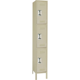 Standard 4-Tier Box Locker, 12"W x 12"D x 54"H, 1 Wide, Steel, Putty, Unassembled