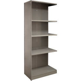 2000 5 Shelf, Closed Steel Shelving, Beaded Post, 36"W x 24"D x 85"H, Add On, Dove Gray