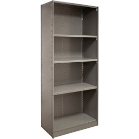 2000 5 Shelf Closed Steel Shelving, Beaded Post, 36"W x 24"D x 85"H, Starter, Dove Gray