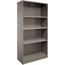 2000 5 Shelf Closed Steel Shelving, Beaded Post, 48"W x 18"D x 85"H, Starter, Dove Gray