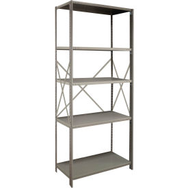 2000 5 Shelf Open Steel Shelving, 36"W x 24"D x 85"H, Beaded Post Starter, Dove Gray