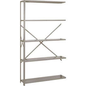 8000 5 Shelf, Open Steel Shelving, 48"W x 18"D x 84"H, Add-On, 18 Ga, Dove Gray