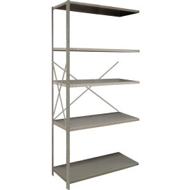 2000 5 Shelf Open Steel Shelving, 48"W x 24"D x 85"H, Angle Post Add-On, Dove Gray