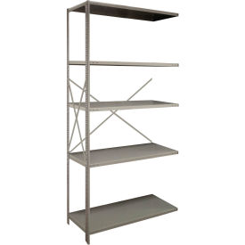 2000 5 Shelf Open Steel Shelving 48"W x 24"D x 85"H Beaded Post Add-On Dove Gray