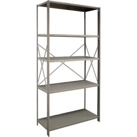 2000 5 Shelf Open Steel Shelving 48"W x 18"D x 85"H Beaded Post Starter Dove Gray