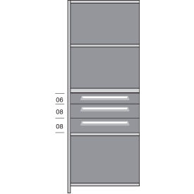 2000 Add-On Beaded Post Drawers in Shelving, 36"W x 18"D x 85"H, 3 Drawers, Gray
