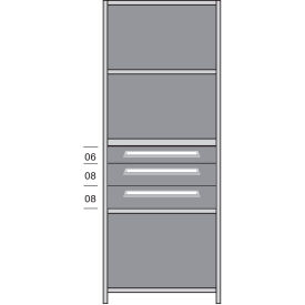 2000 Starter Beaded Post Drawers in Shelving, 36"W x 24"D x 85"H, 3 Drawers, Gray