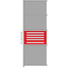 2000 Add-On Beaded Post Drawers in Shelving, 36"W x 24"D x 85"H, 5 Drawers, Gray
