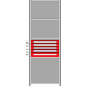 2000 Starter Beaded Post Drawers in Shelving, 36"W x 24"D x 85"H, 5 Drawers, Gray