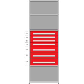 2000 Starter Beaded Post Drawers in Shelving, 36"W x 24"D x 85"H, 7 Drawers, Gray
