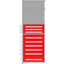 2000 Add-On Beaded Post Drawers in Shelving, 36"W x 24"D x 85"H, 9 Drawers, Gray