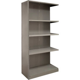 2000 5 Shelf Closed Steel Shelving, Angle Post, 48"W x 12"D x 85"H, Add On, Dove Gray