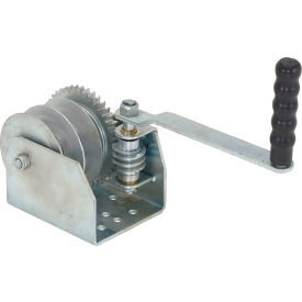 Steel Double Wall Mounted Hand Winch, 1500 Lb. Capacity, Silver