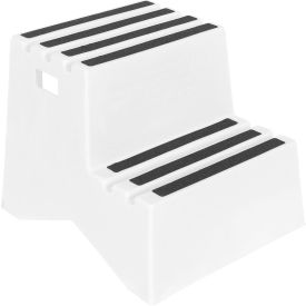 2 Step Polyethylene Marine Step Stool, 24"L x 21"W x 19-1/2"H, White