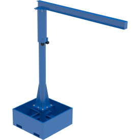 Steel Portable Jib Crane with Filled Base, 10' I-Beam 250 lb. Capacity, Blue