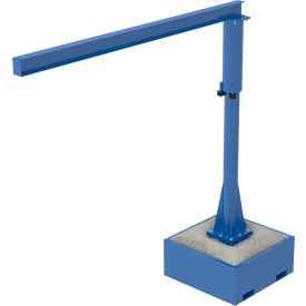 Steel Portable Jib Crane with Filled Base, 10' I-Beam, 250 lb Capacity, Blue