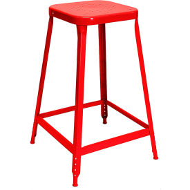 1901 24" High Metal Counter Stool, Roaring Red Powder Coat