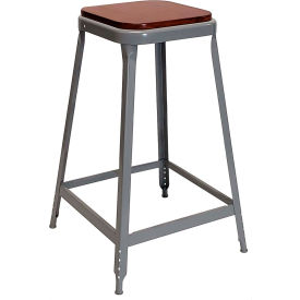 1901 24" High Metal Counter Stool with Wood Seat, Dove Gray Powder Coat