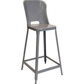 1901 24" High Metal Counter Stool with Back, Dove Gray Powder Coat