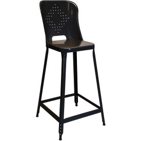 1901 24" High Metal Counter Stool with Back, Vulcan Black Powder Coat