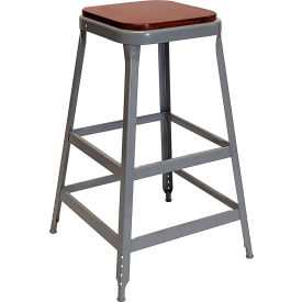 1901 30" High Metal Bar Stool with Wood Seat, Dove Gray Powder Coat