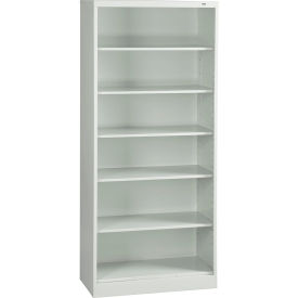 Welded Bookcase, 36"W x 18"D x 84"H, 6 Openings, Light Gray