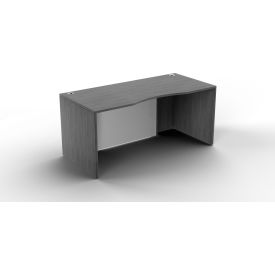 Ryker Curved Desk Shell with Glass Mod, 66''W x 30''D x 29-1/2''H, Dove Oak
