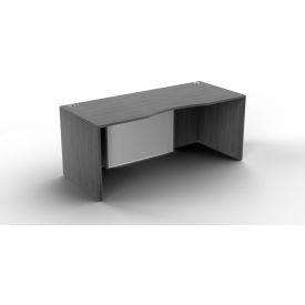 Ryker Curved Desk Shell with Glass Mod, 71''W x 30''D x 29-1/2''H, Dove Oak