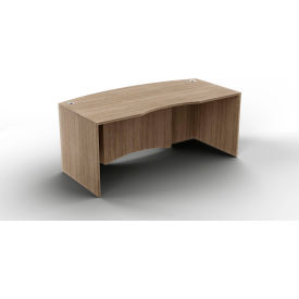 Ryker Curved Desk Shell with Lam Step Mod, 71''W x 30/36''D x 29-1/2''H, Aged Oak