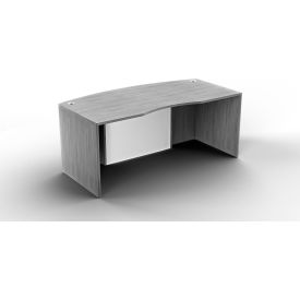 Ryker Curved Desk Shell with Glass Mod, 71''W x 36''D x 29-1/2''H, Dove Oak