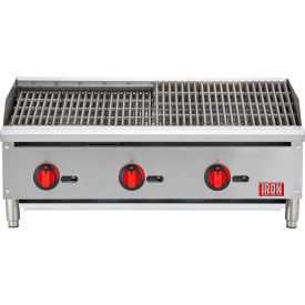 36" Countertop Radiant Charbroiler, Natural Gas, Stainless Steel, 3 Burners
