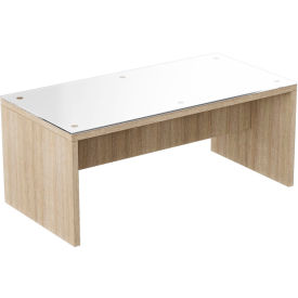 Ryker Coffee Table with Glass Top, 48" x 24", Aged Oak