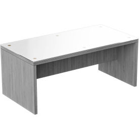 Ryker Coffee Table with Glass Top, 48" x 24", Dove Oak