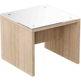 Ryker End Table with Glass Top, 24" x 24", Aged Oak
