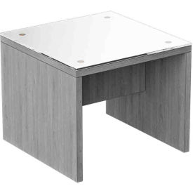 Ryker End Table with Glass Top, 24" x 24", Dove Oak