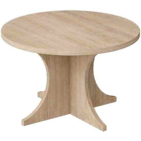 Ryker 36" Round Table, Curved Base, Aged Oak